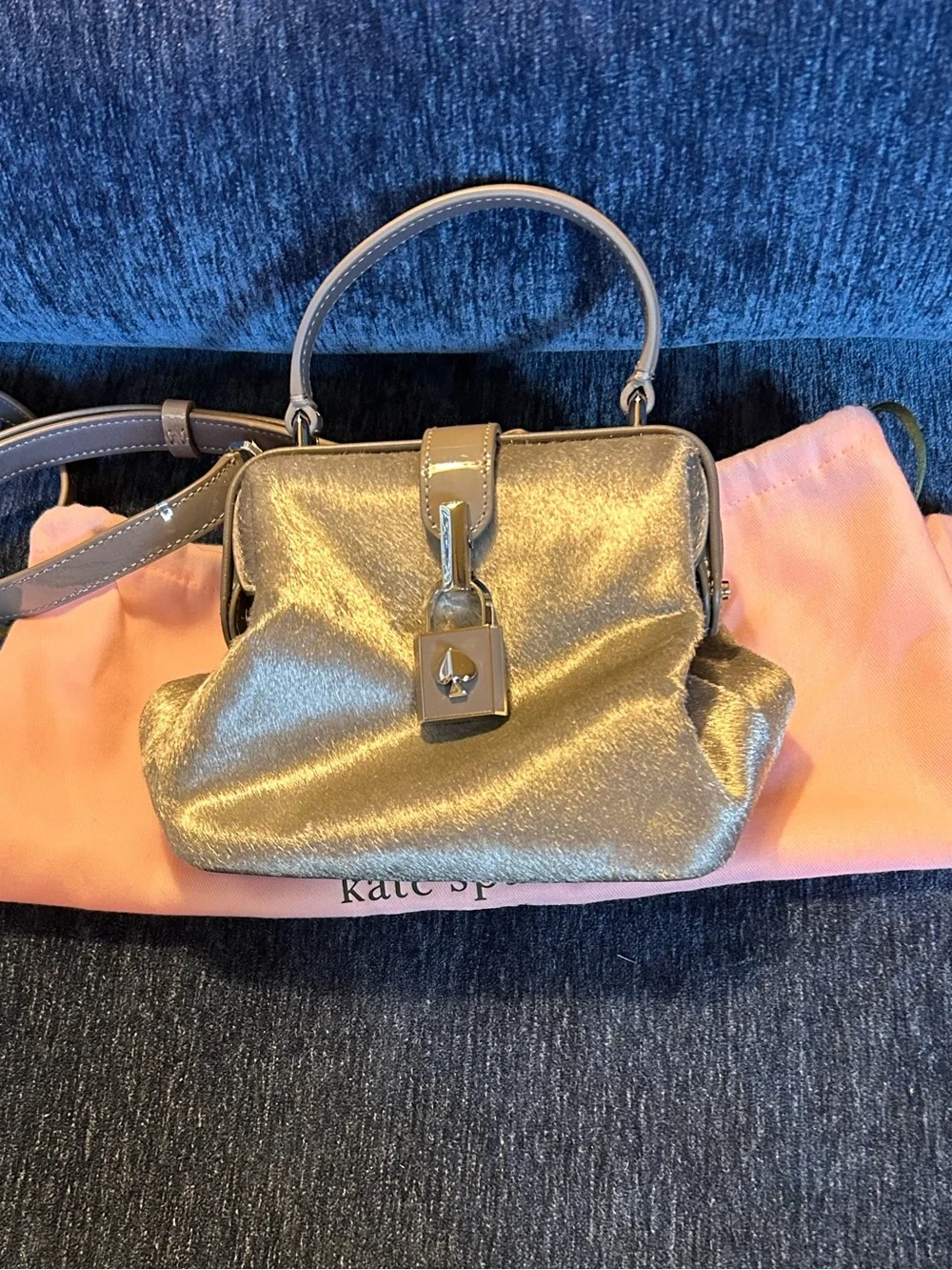 kate spade New York Remedy Metallic Silver Mini Top-Handle Crossbody Bag